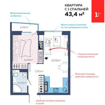ЖК Сердце Каспия (Астрахань) – планировка №3