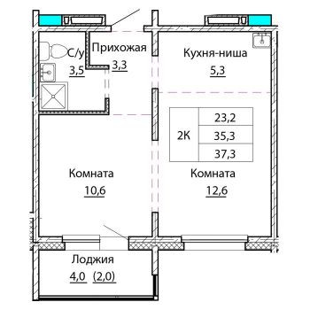 ЖК Космонавты (Барнаул) – планировка №2
