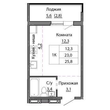 ЖК Мотор (Барнаул) – планировка №1