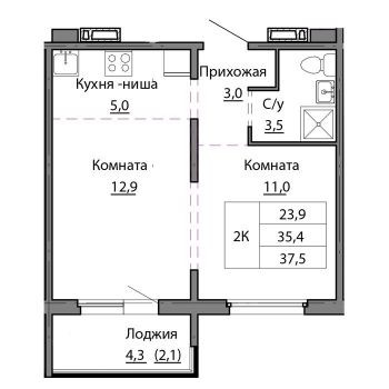 ЖК Мотор (Барнаул) – планировка №5