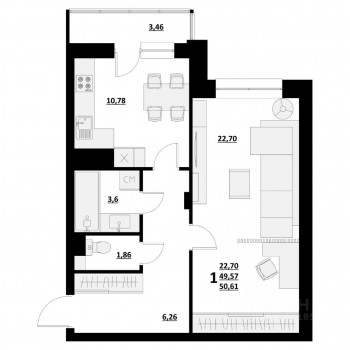 Спутник Сити (Белгород) – планировка №1