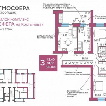 ЖК Атмосфера на Костычева (Брянск) – планировка №26