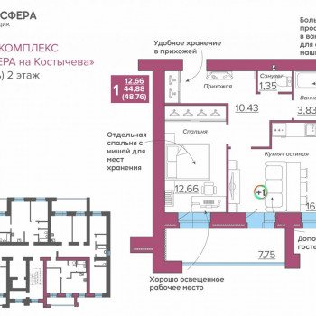 ЖК Атмосфера на Костычева (Брянск) – планировка №12