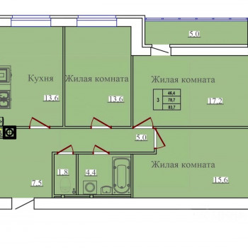 Олимпийский (Иваново) – планировка №17