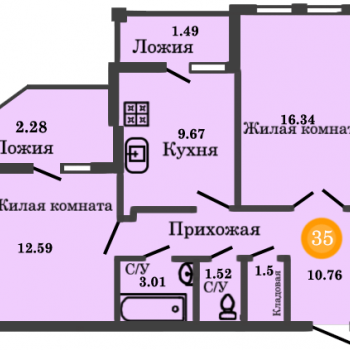 ЖК на ул. Суворова (Калининград) – планировка №3