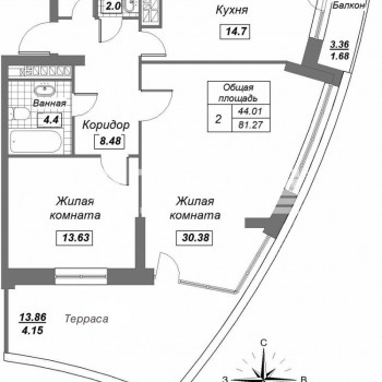 ЖК Авалон Сити (Казань) – планировка №3