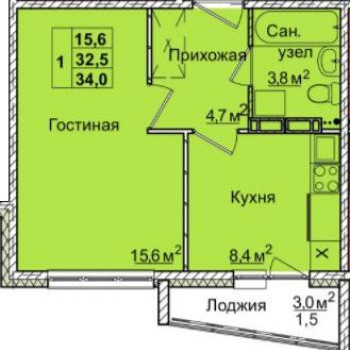 ЖК Восточный (Кемерово) – планировка №1