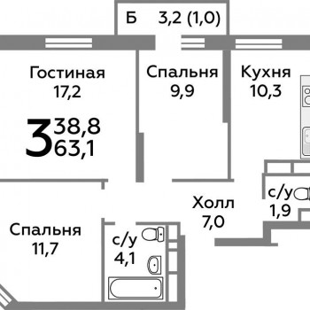 ЖК Новоград Павлино (Москва) – планировка №16