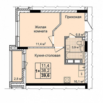 ЖК Дома на Культуре (Нижний Новгород) – планировка №1