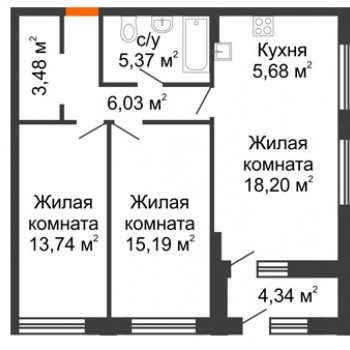ЖК Дом на Набережной (Нижний Новгород) – планировка №4