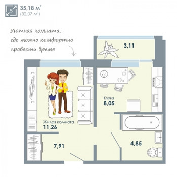 ЖК Чистая слобода (Новосибирск) – планировка №7
