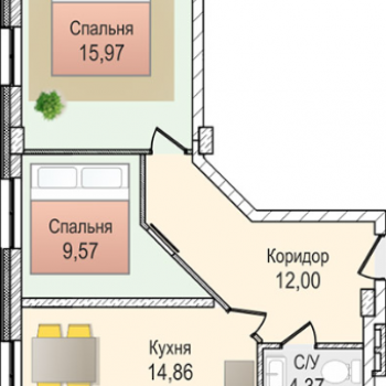 ЖК Крымский (Новосибирск) – планировка №6