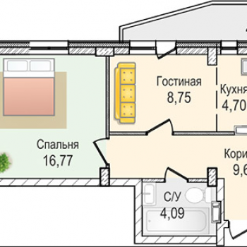 ЖК Крымский (Новосибирск) – планировка №1