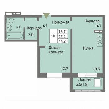 ЖК Акварельный 3.0 (Новосибирск) – планировка №6