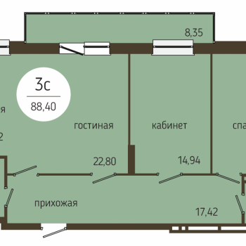 ЖК Оникс (Новосибирск) – планировка №1