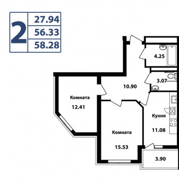 ЖК Журавли (Самара) – планировка №1
