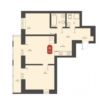 Косарева 6 (Томск) – планировка №3
