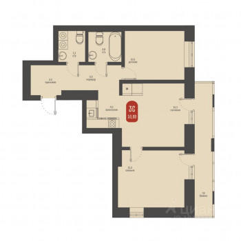 Косарева 6 (Томск) – планировка №2