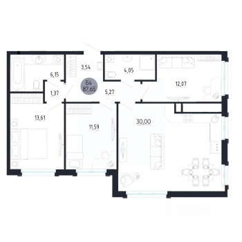 СМАРТ квартал на Сурикова 2.0 (Тула) – планировка №3