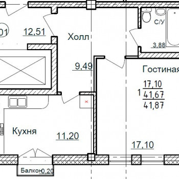 ЖК Золотой берег (Уфа) – планировка №12