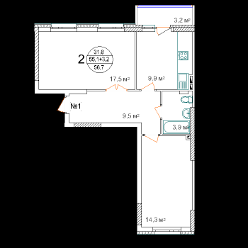 ЖК Акварель (Уфа) – планировка №3
